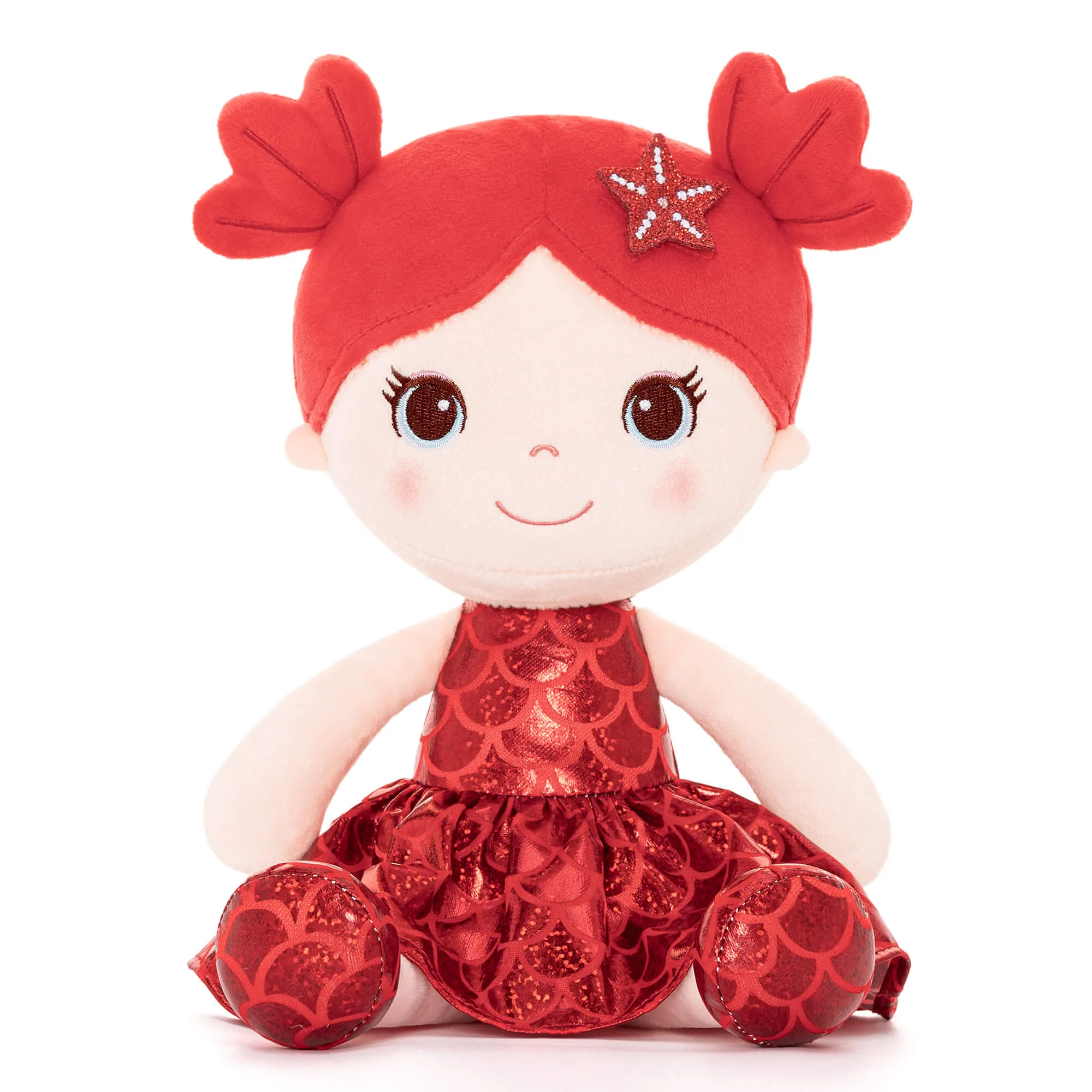 Lazadagifts 12-inch Personalized Plush Dolls Fashion Girls Mermaid Princess Red