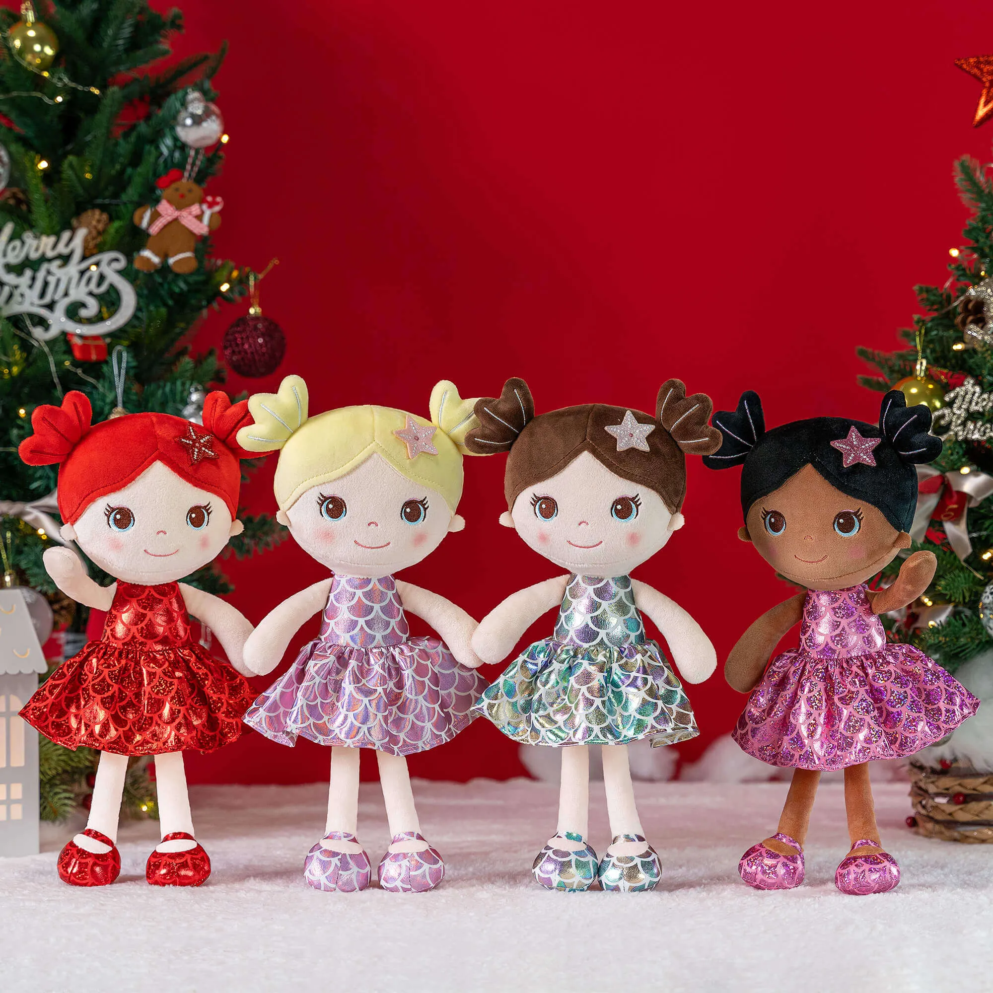 Lazadagifts 12-inch Personalized Plush Dolls Fashion Girls Mermaid Princess Red