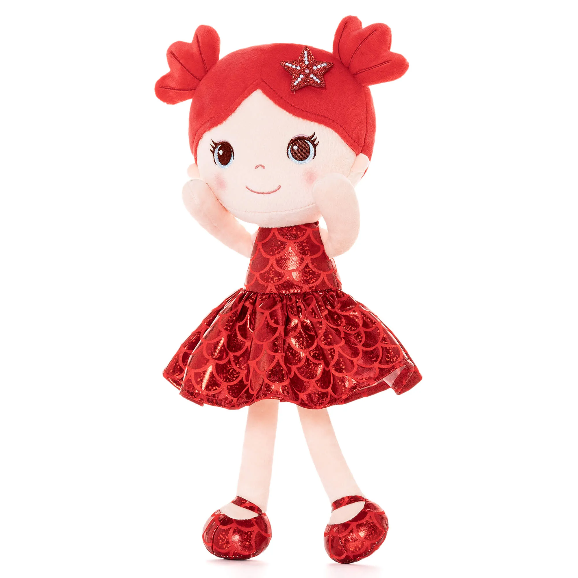 Lazadagifts 12-inch Personalized Plush Dolls Fashion Girls Mermaid Princess Red