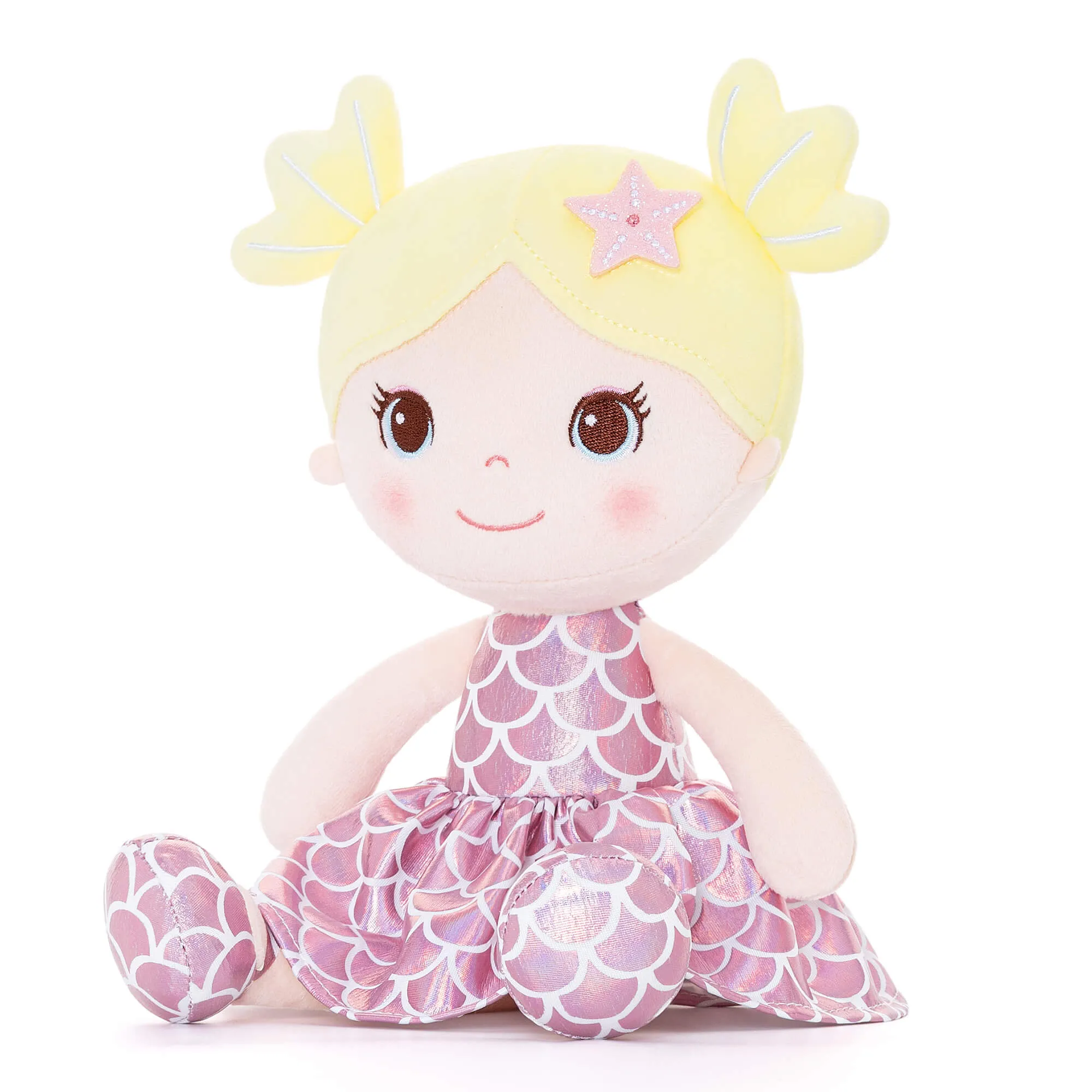 Lazadagifts 12-inch Personalized Plush Dolls Fashion Girls Mermaid Princess Sharp Pink