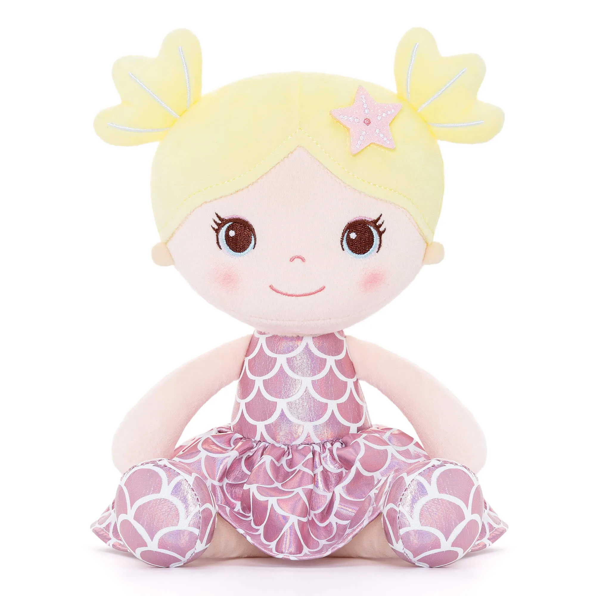Lazadagifts 12-inch Personalized Plush Dolls Fashion Girls Mermaid Princess Sharp Pink