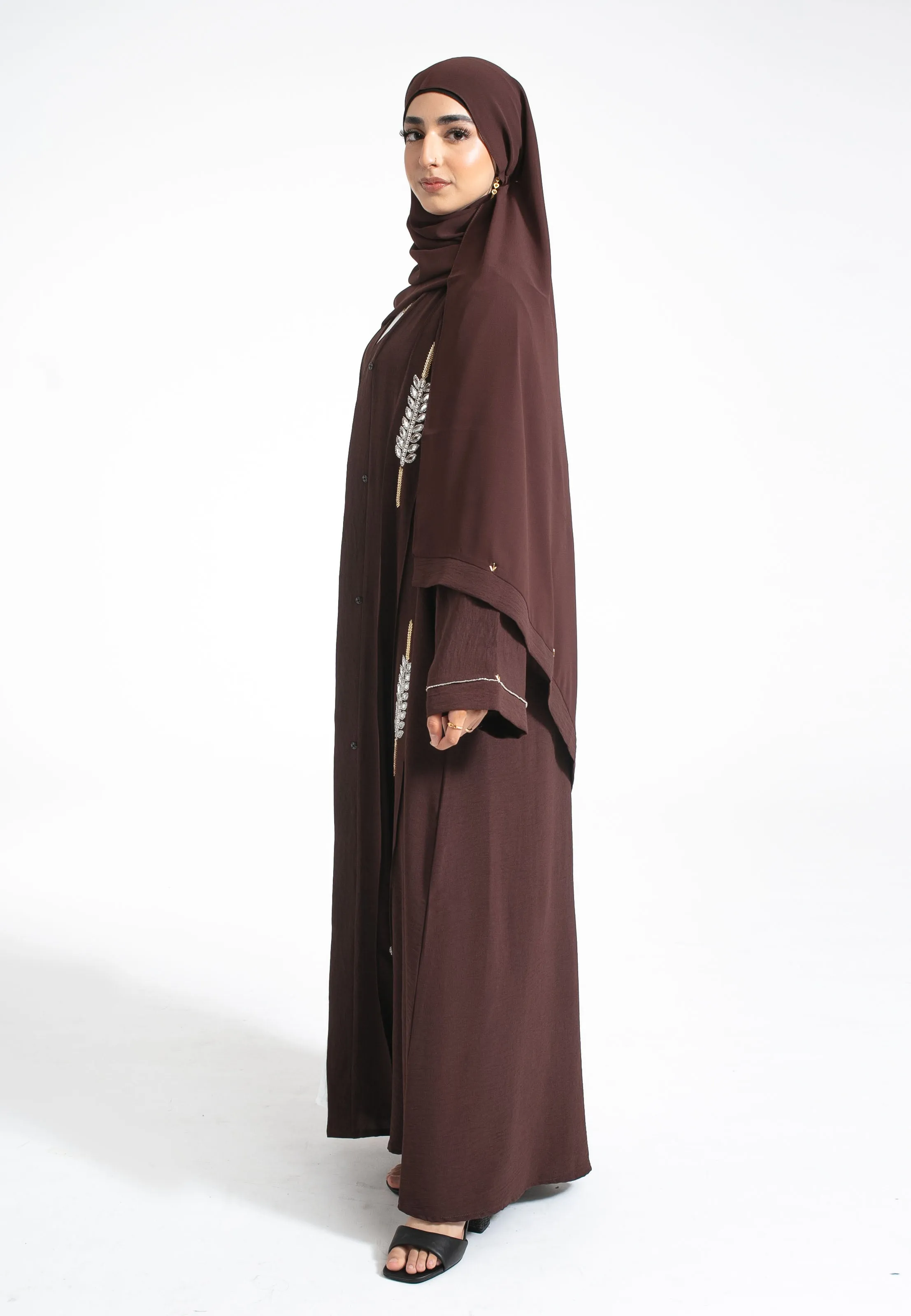 Luxury Manuka Jewels Embellished Open Abaya (Premium)