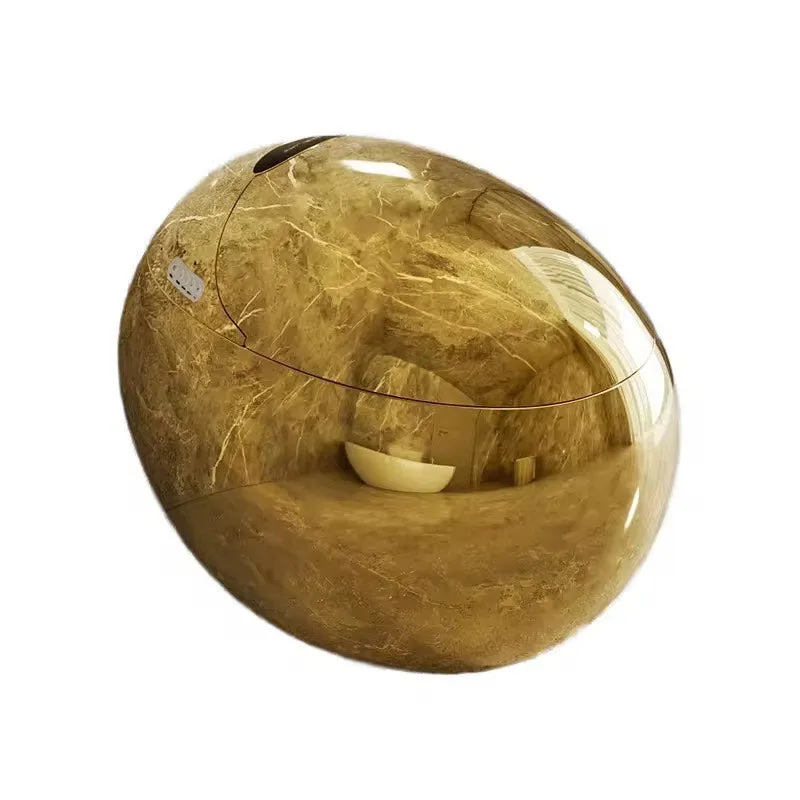 Luxury Modern Floor Mounted Intelligent Toilet Commode Golden Egg Shape Gold Plated