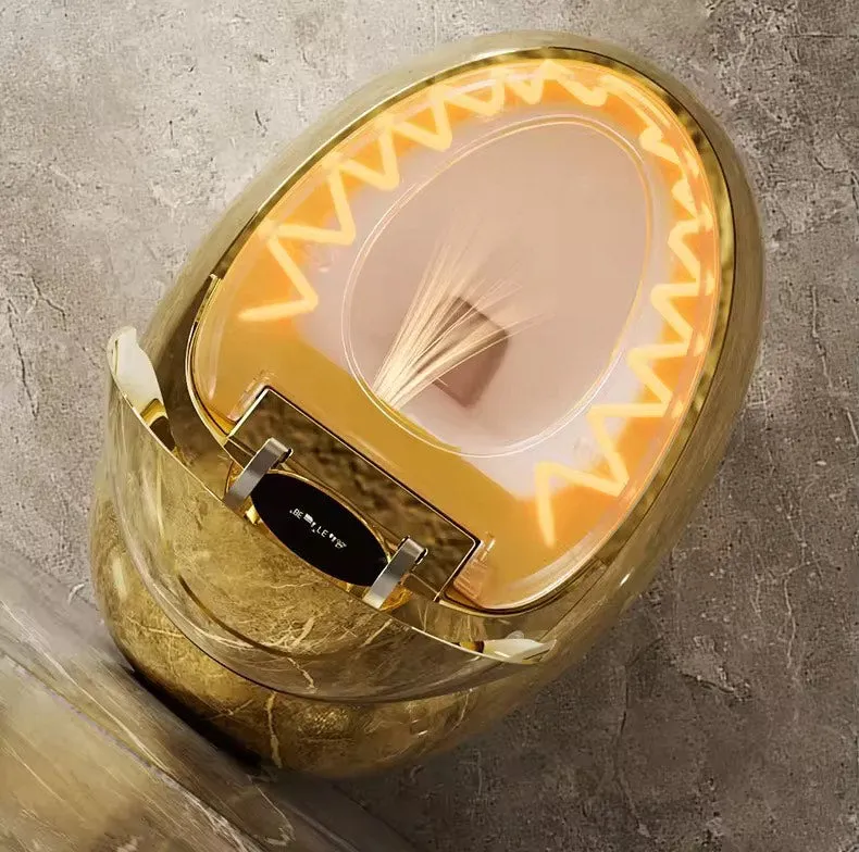 Luxury Modern Floor Mounted Intelligent Toilet Commode Golden Egg Shape Gold Plated