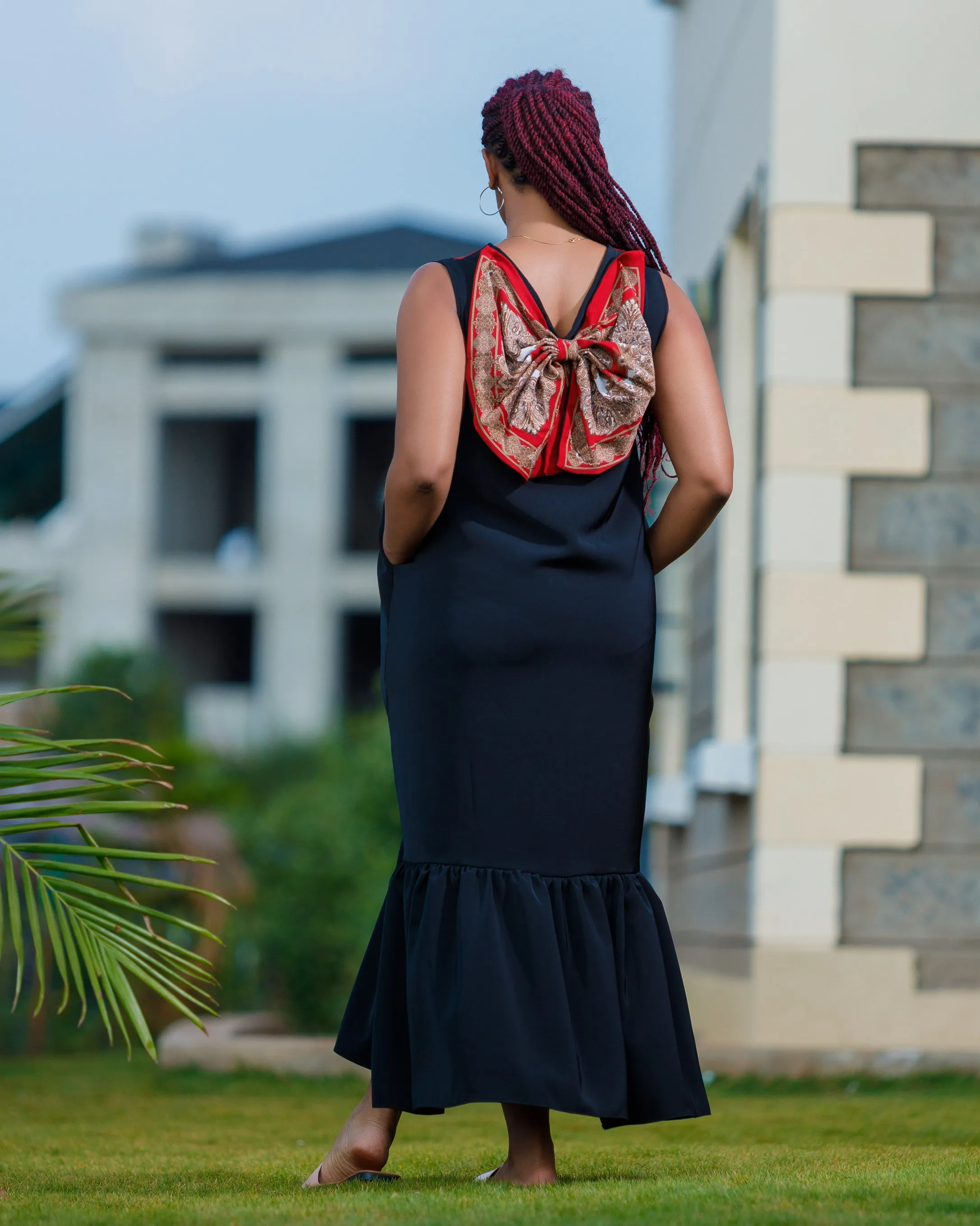 Lwanya Dress -Black/Maroon