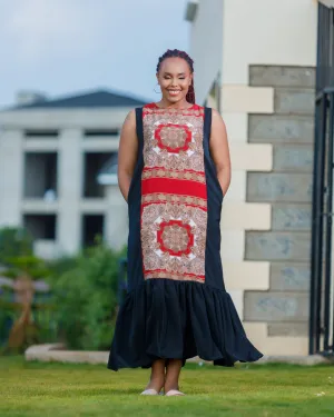 Lwanya Dress -Black/Maroon