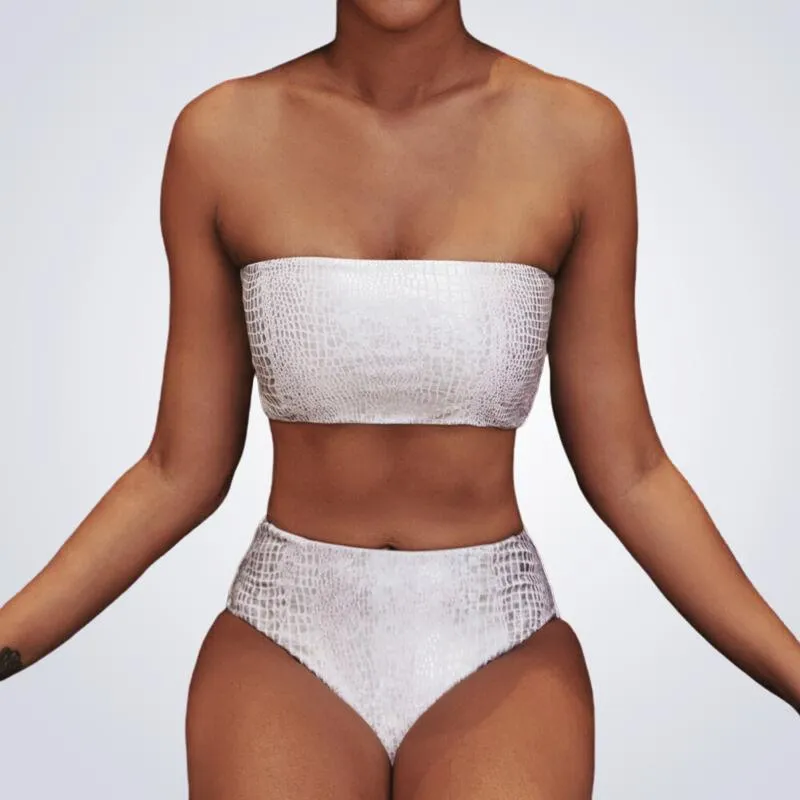 Madagascar White Snakeskin Bikini
