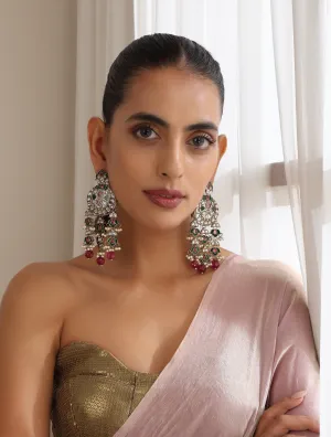 Magenta Color Kundan Earrings