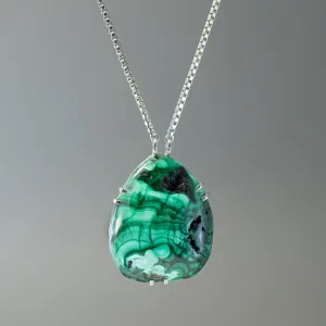 MALACHITE WITH BLACK DRUZY PENDANT