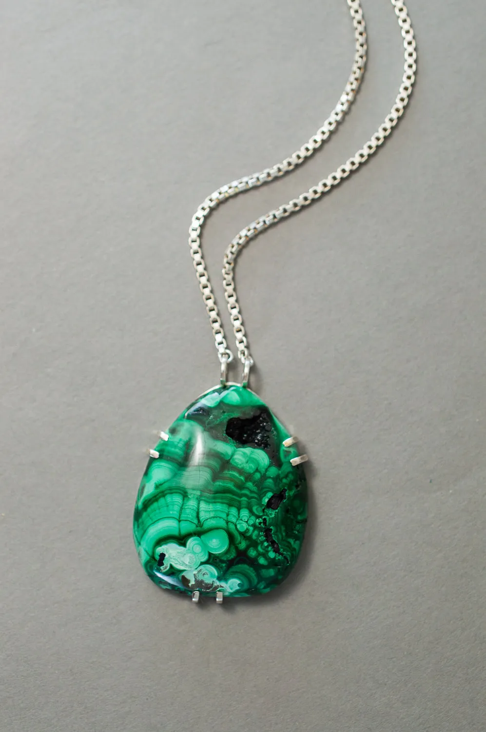 MALACHITE WITH BLACK DRUZY PENDANT