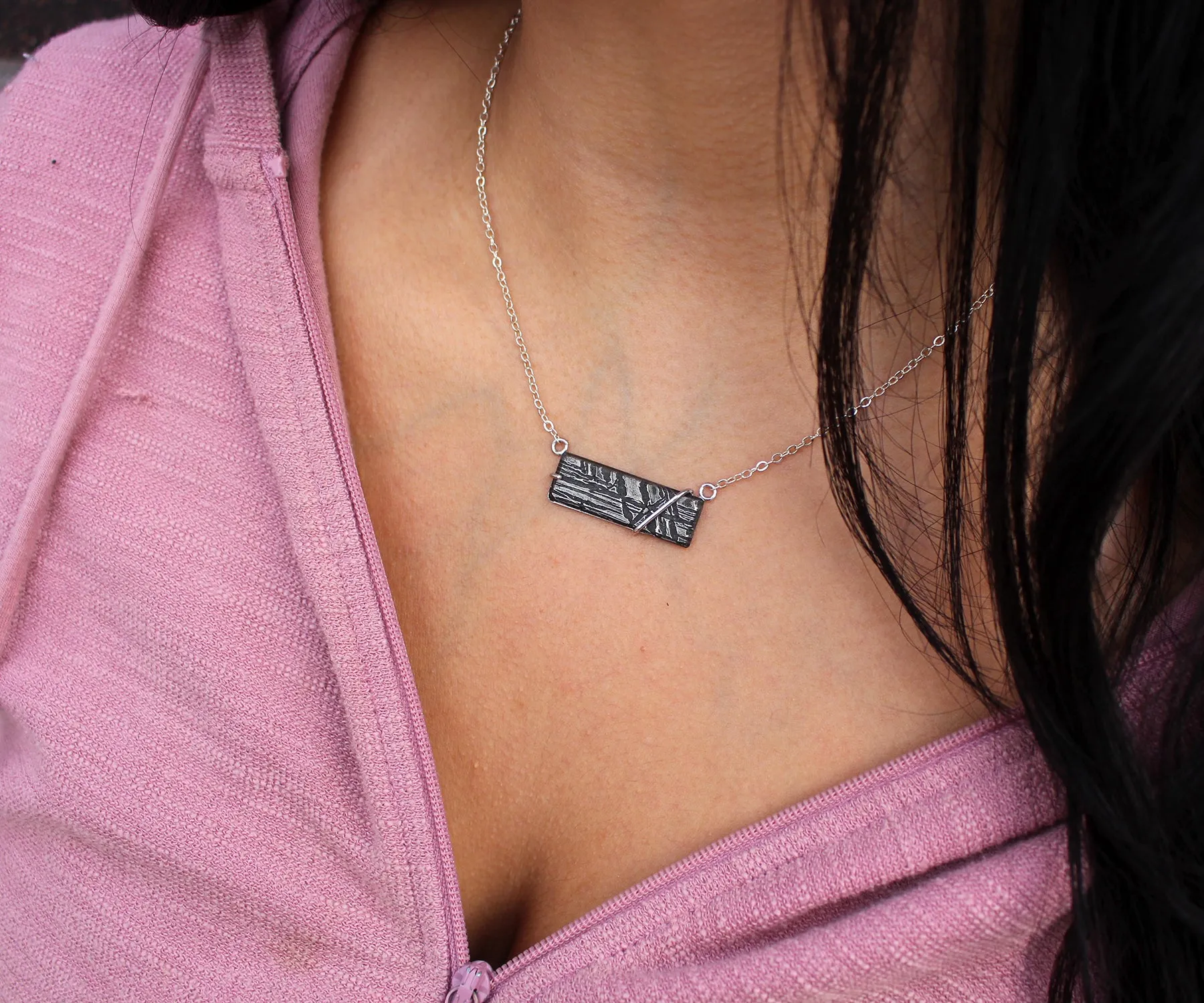 Medium Rectangular Meteorite Necklace