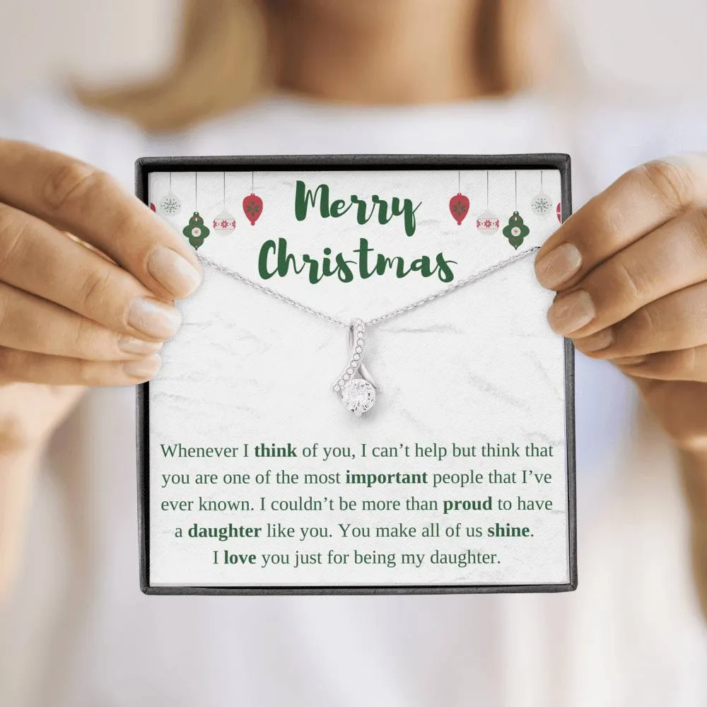 Merry Christmas Ribbon Daughter Necklace