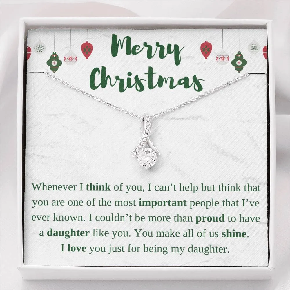 Merry Christmas Ribbon Daughter Necklace