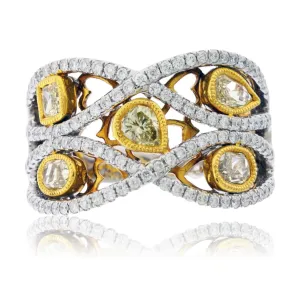 Mixed Cut Yellow Diamonds & Diamond Fashion Ring