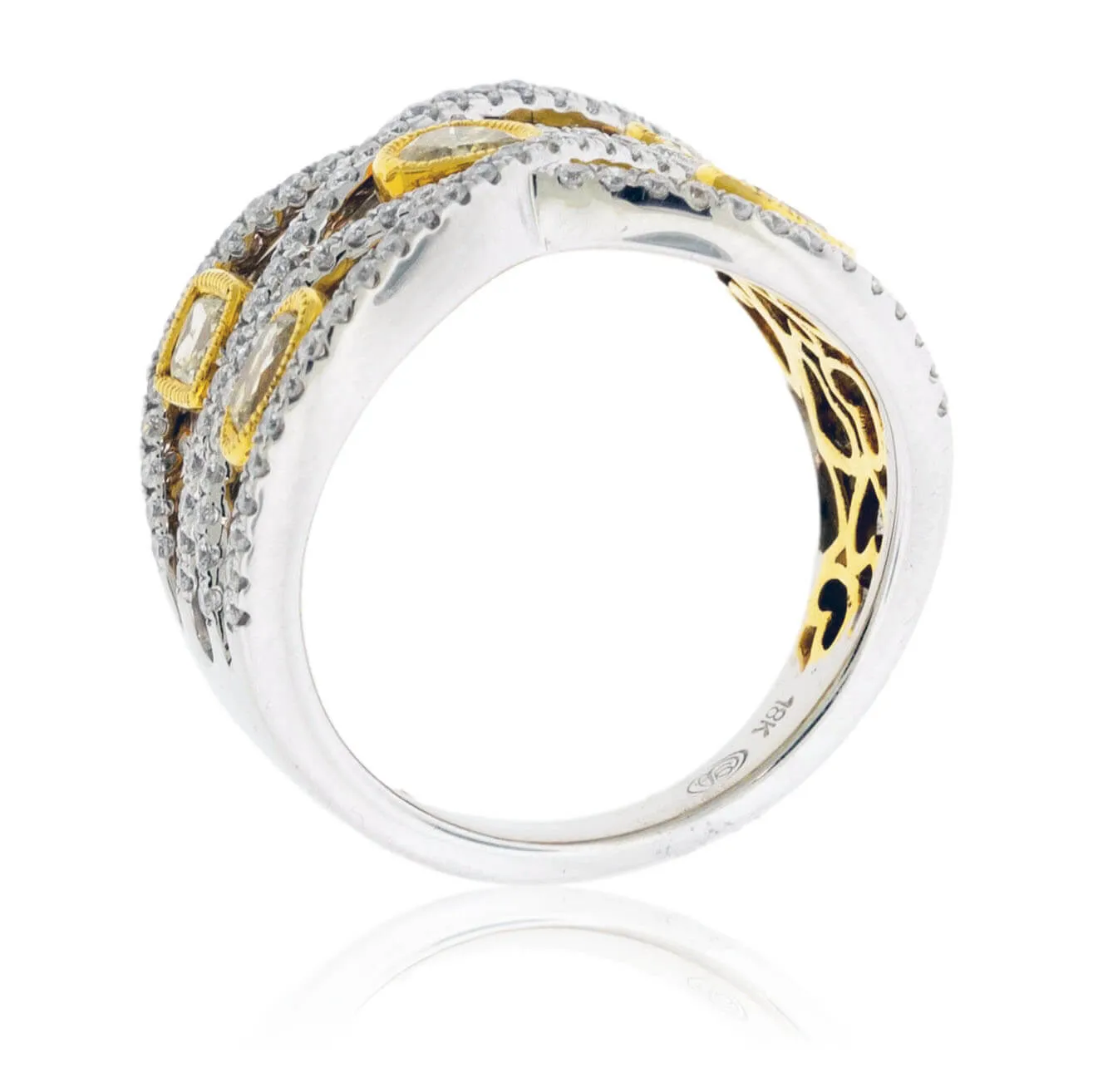 Mixed Cut Yellow Diamonds & Diamond Fashion Ring