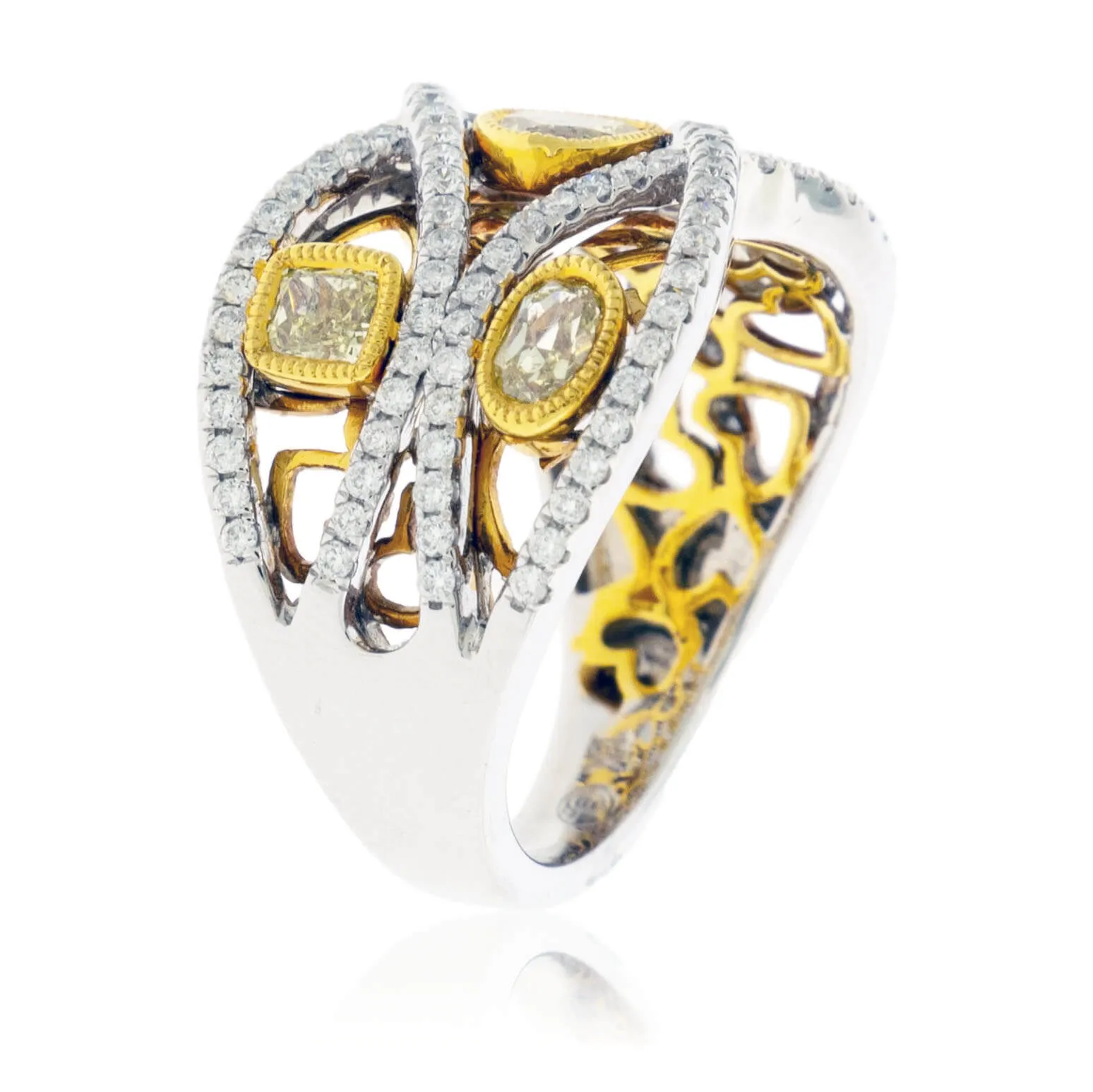 Mixed Cut Yellow Diamonds & Diamond Fashion Ring