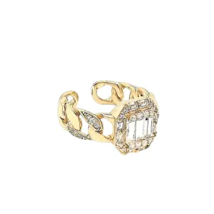 Modern Elegance Gold-Toned Sterling Silver Cubic Zirconia Links Ring - C1422359