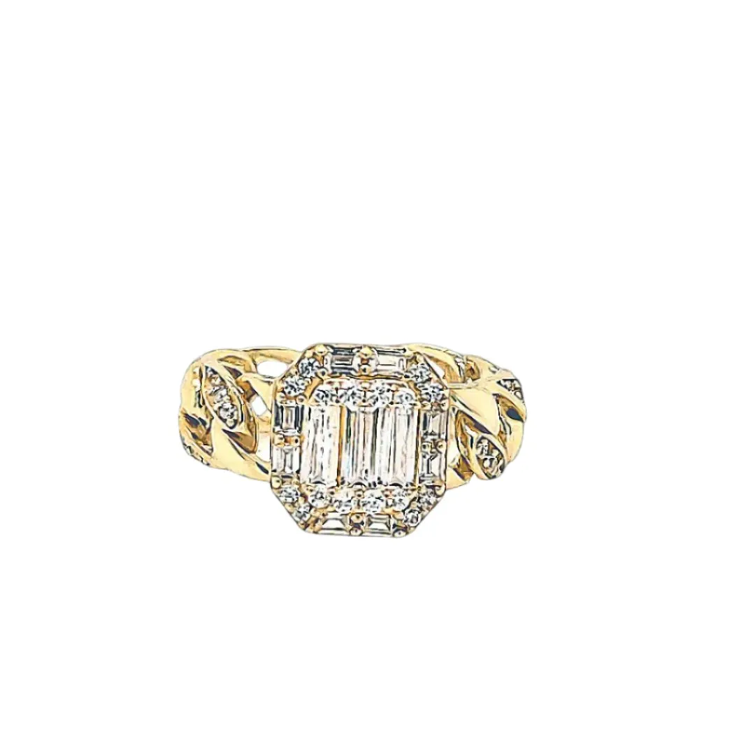 Modern Elegance Gold-Toned Sterling Silver Cubic Zirconia Links Ring - C1422359