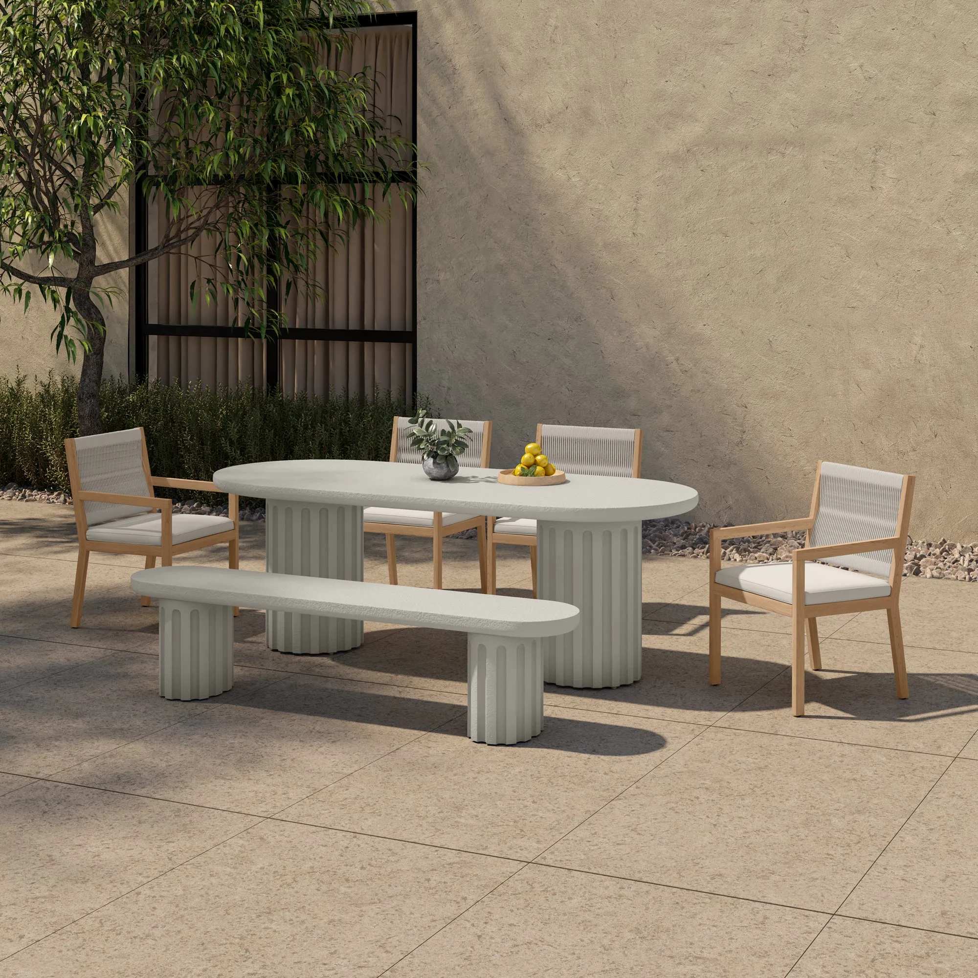 Modern Fluted Outdoor Gathering Table