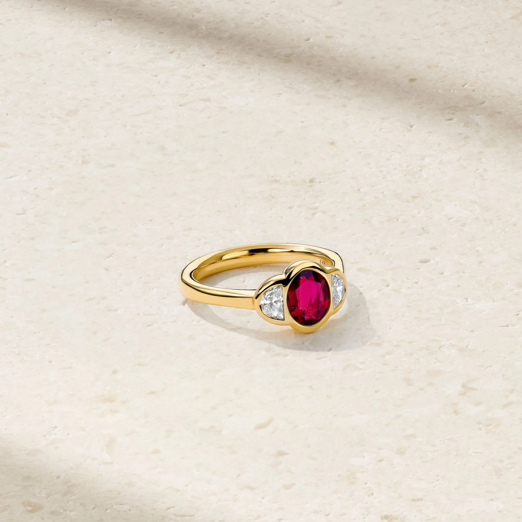 Modern Icon Oval Ruby and Diamond Ring