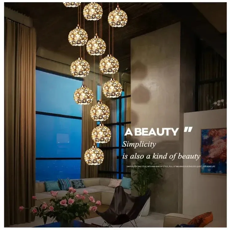 Modern Stainless Steel Petal Chandelier for Staircase