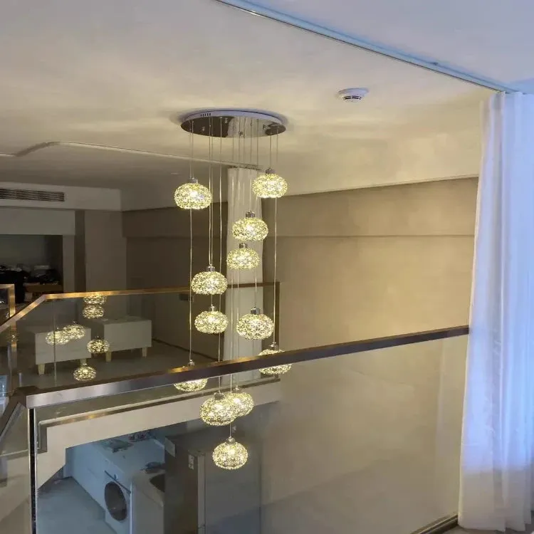 Modern Stainless Steel Petal Chandelier for Staircase