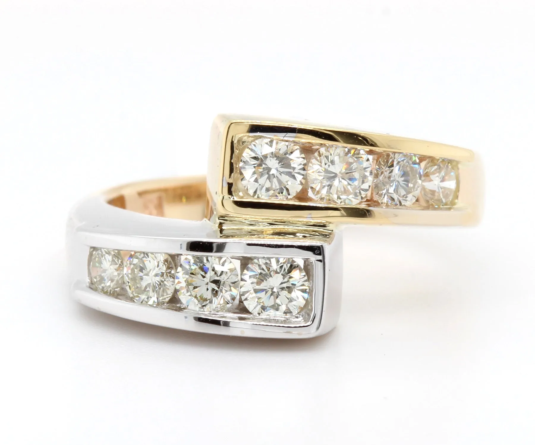 Modern Two Tone Twist Diamond Ring