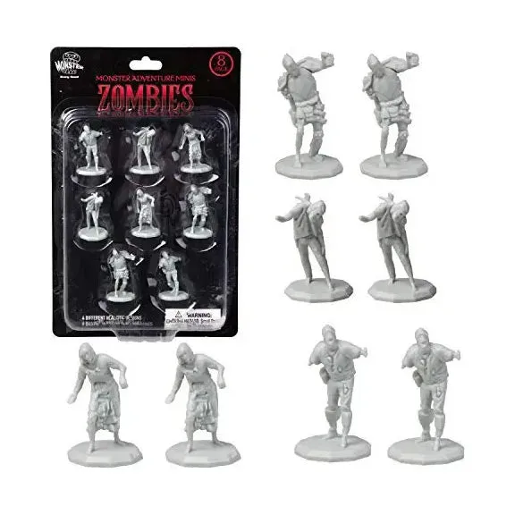 MONSTER MINIATURE FIGURE SET UNPAINTED ZombieS 8pk