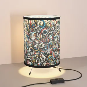 Monsterz Colorful Tripod Lamp with High-Res Printed Shade, Unique Home Decor, Eclectic Lighting, Art Piece for Living Room