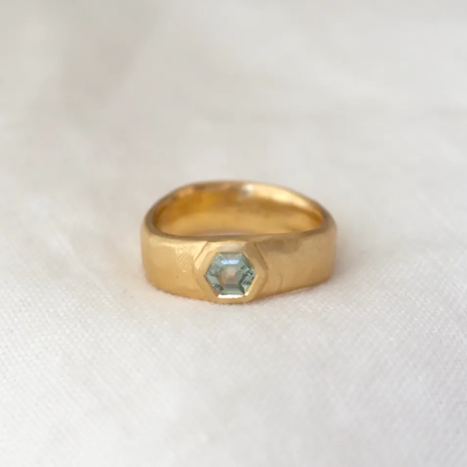 Montana Sapphire Hexagon Band - One of a Kind