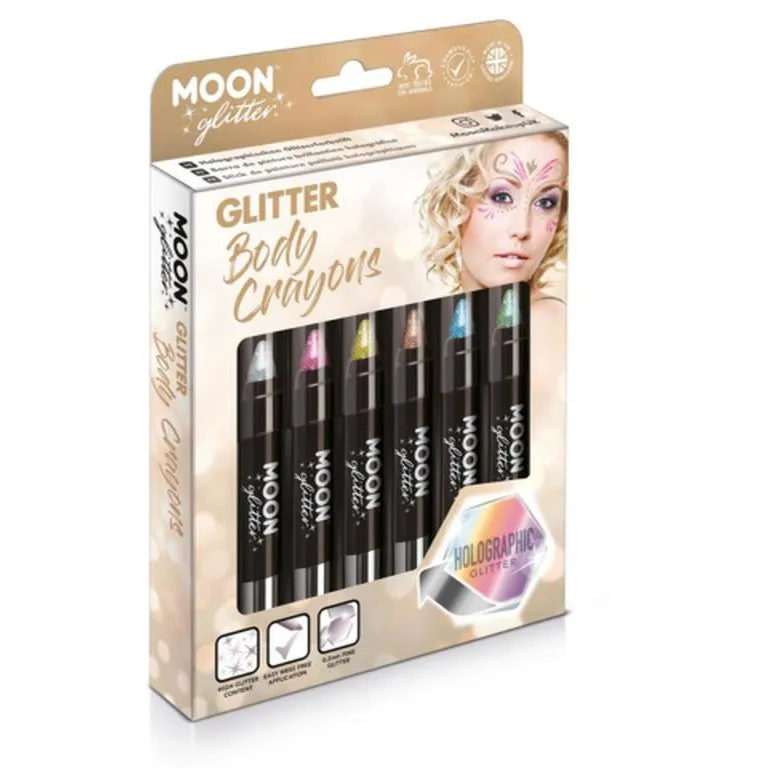 Moon Glitter Holographic Body Crayons, Assorted