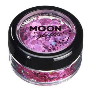Moon Glitter Holographic Glitter Shapes, Pink