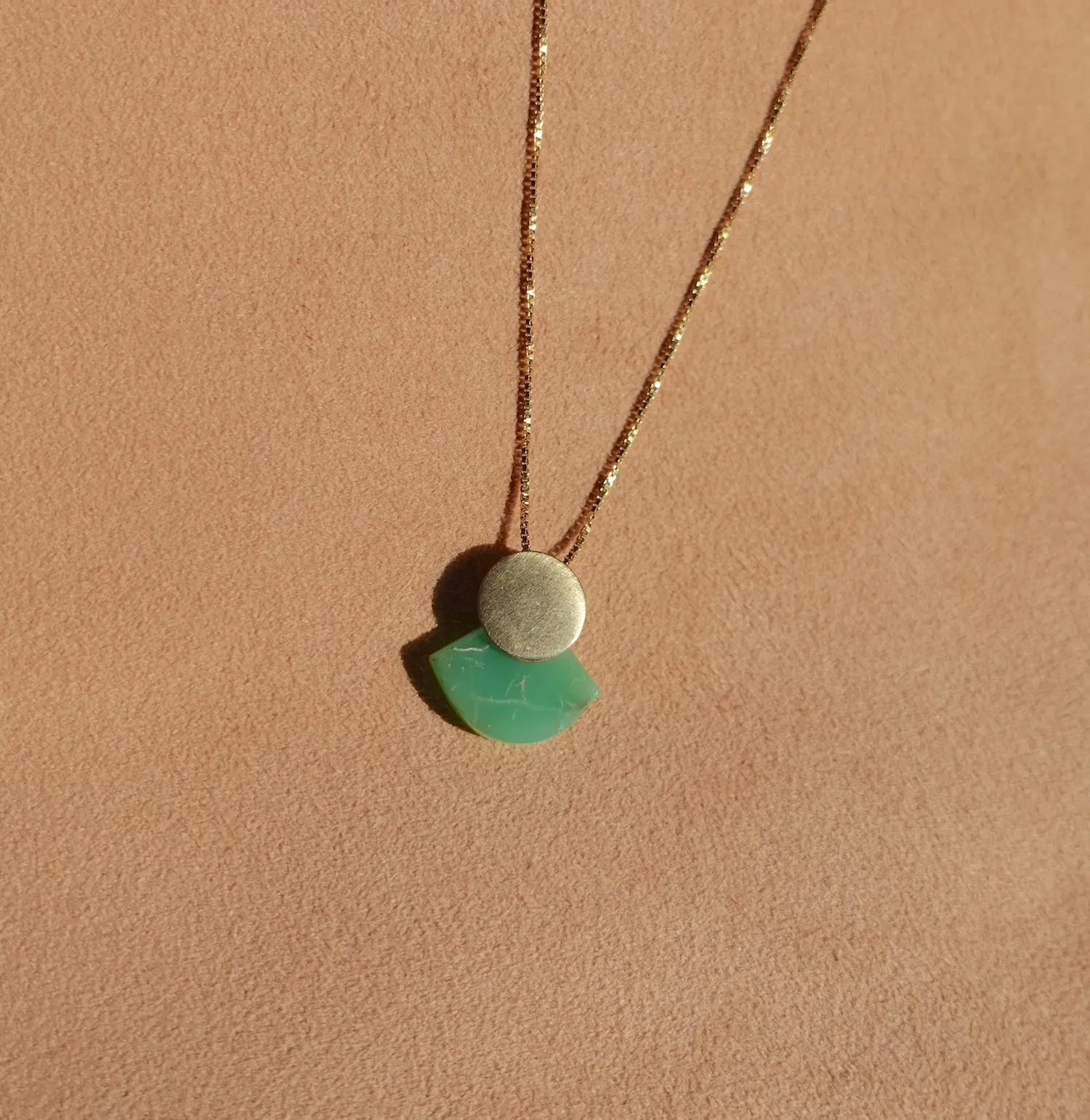 MOONBEAM Necklace / 14k Gold   Chrysoprase