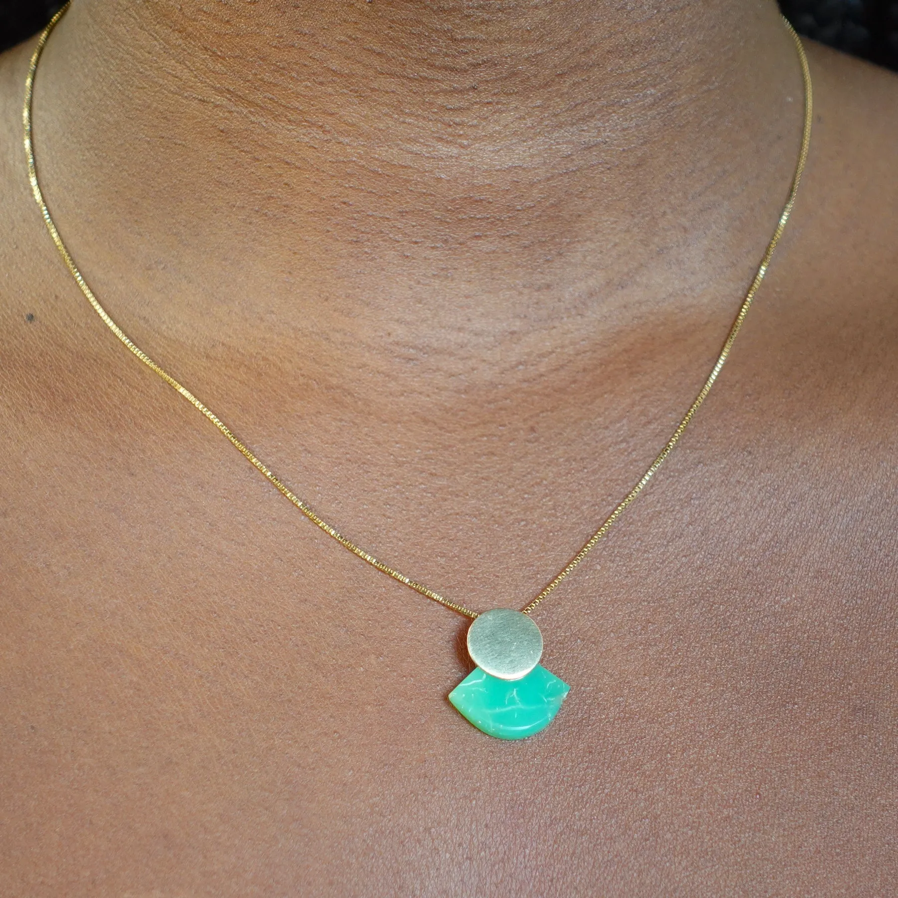 MOONBEAM Necklace / 14k Gold   Chrysoprase