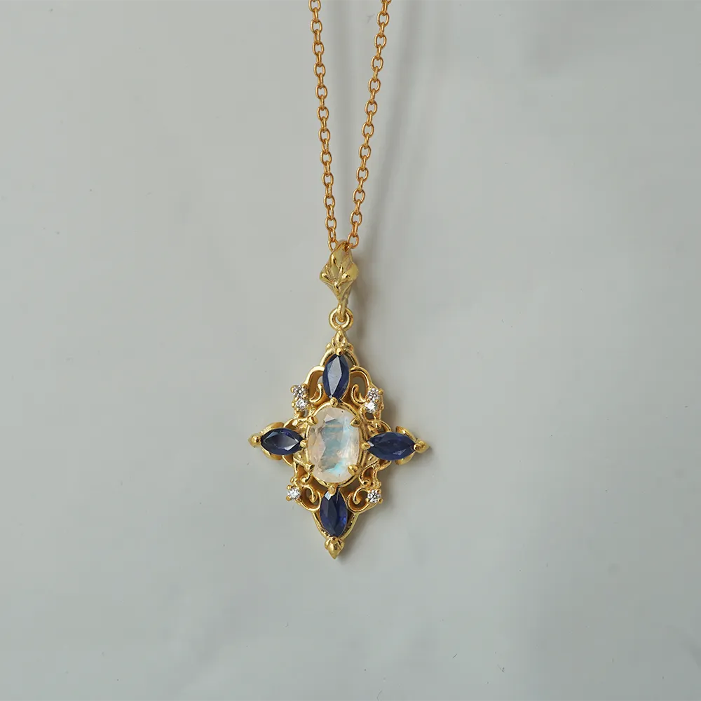 Moonstone & Sapphire Boudoir Pendant