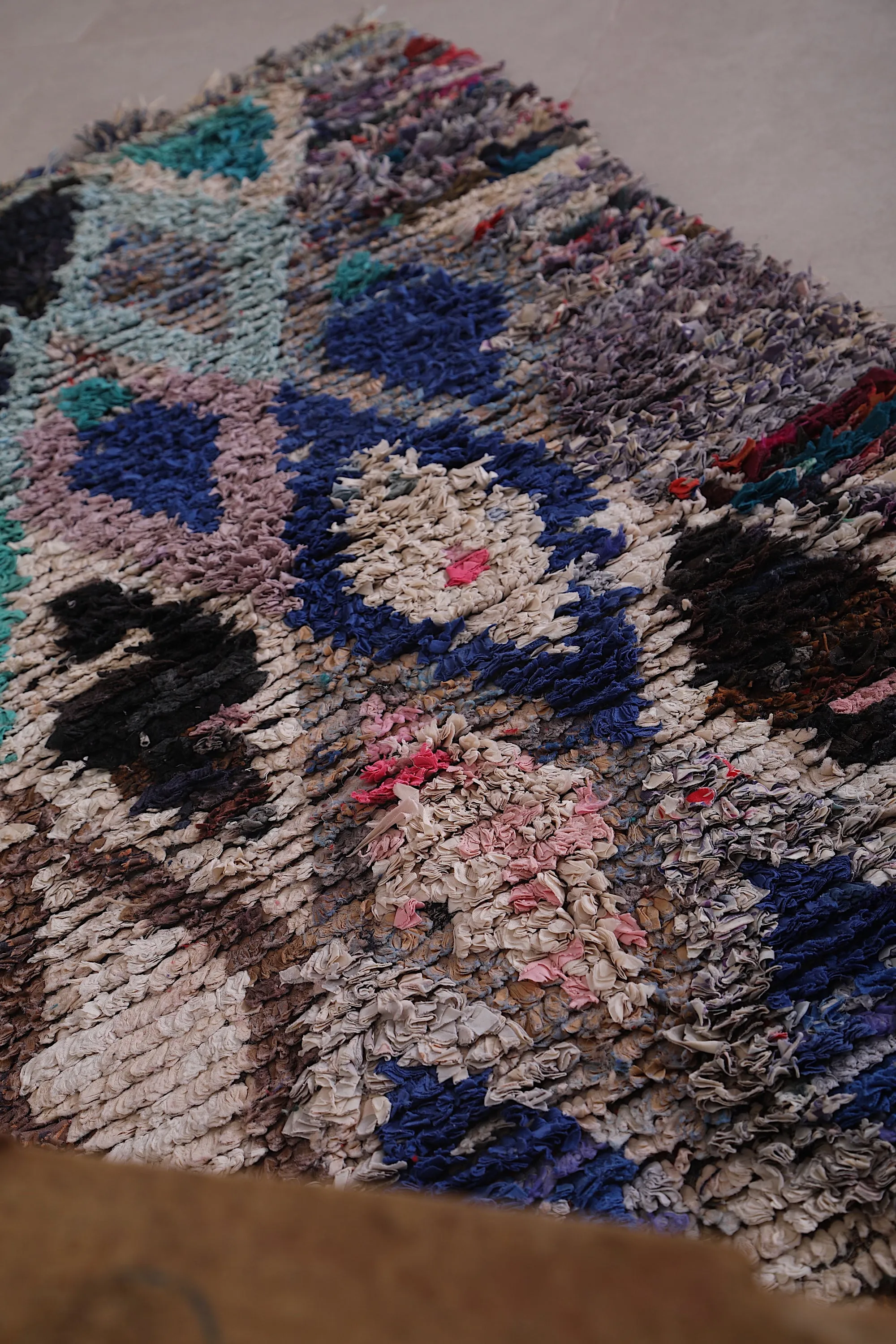 Moroccan Boucherouite Rug 2.7 x 6.1 Feet - Unique Berber Design
