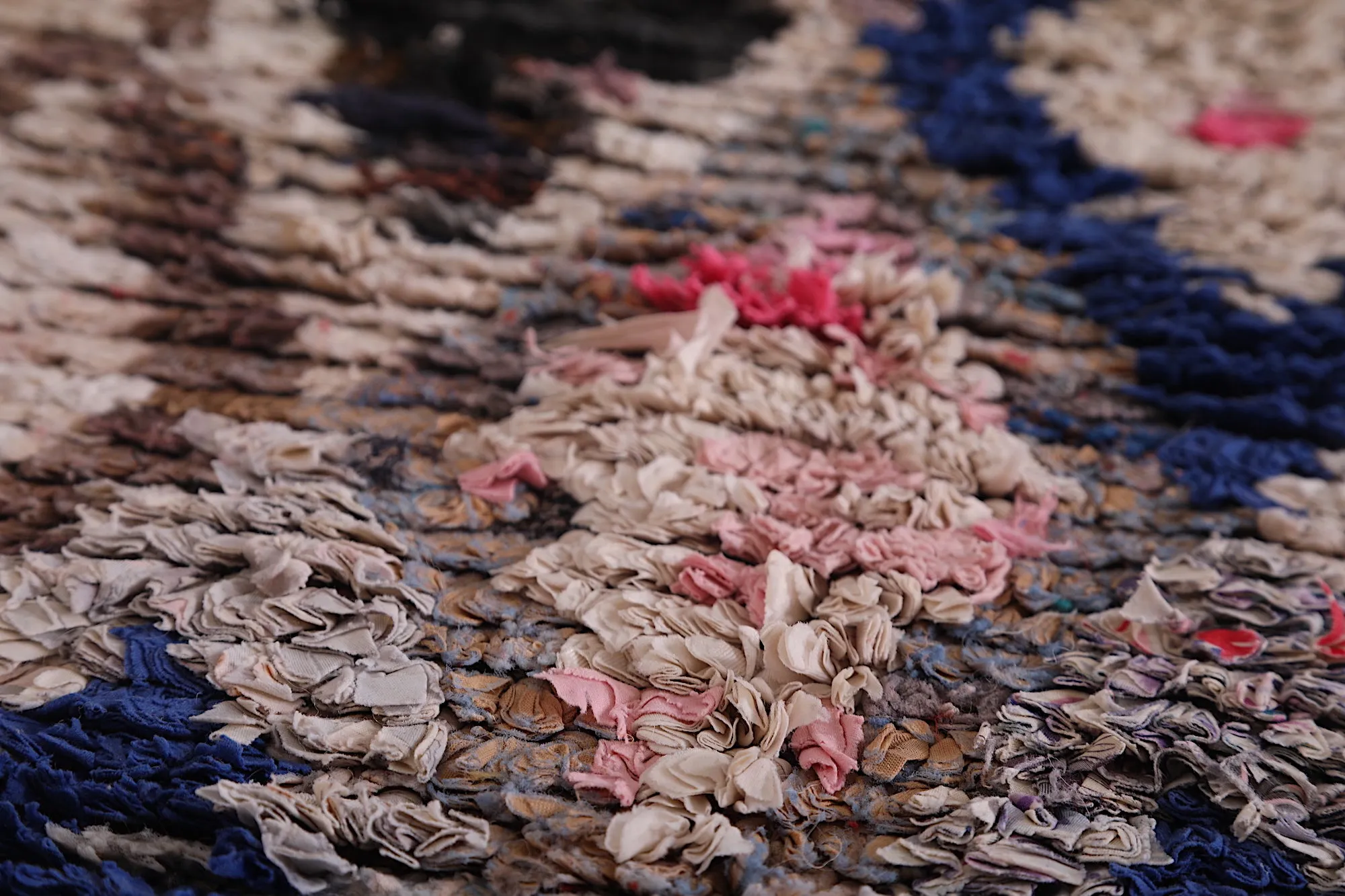 Moroccan Boucherouite Rug 2.7 x 6.1 Feet - Unique Berber Design