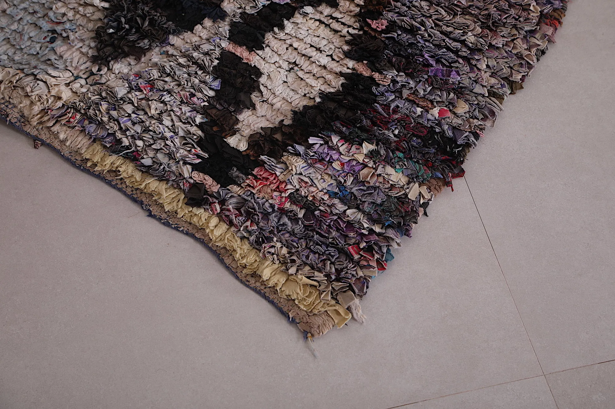Moroccan Boucherouite Rug 2.7 x 6.1 Feet - Unique Berber Design