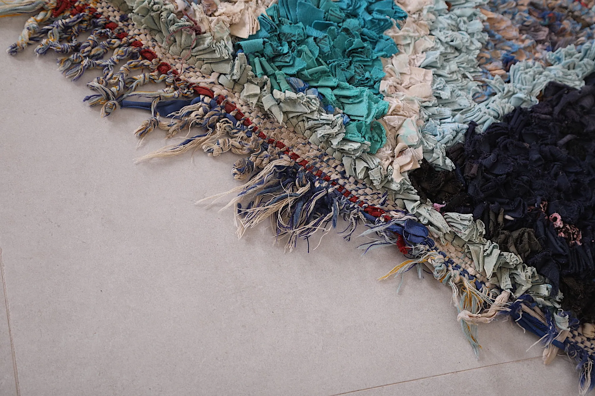 Moroccan Boucherouite Rug 2.7 x 6.1 Feet - Unique Berber Design