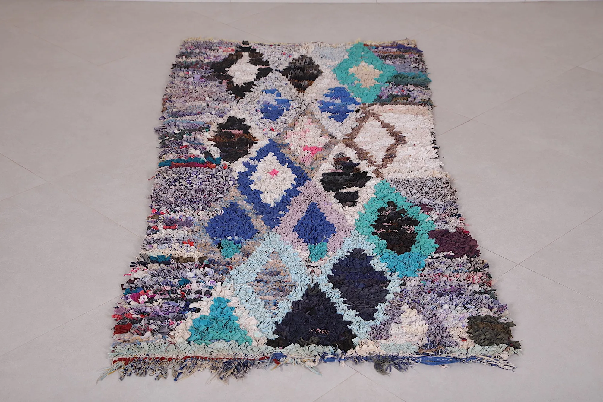 Moroccan Boucherouite Rug 2.7 x 6.1 Feet - Unique Berber Design