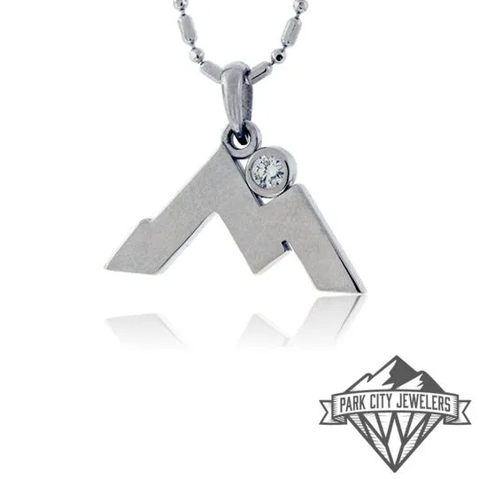 Mountain Peak, Ridgeline Necklace with Cubic Zirconia Moon / Sun
