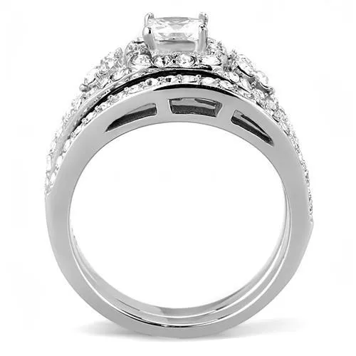 MT 3523 Wedding Set Stainless Steel Beautiful Clear Crystals Travel Jewelry Newest