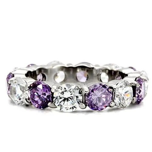 MT901 - Amethyst/Tanzanite & Crystals -Band -Wedding - February Birthstone Ring