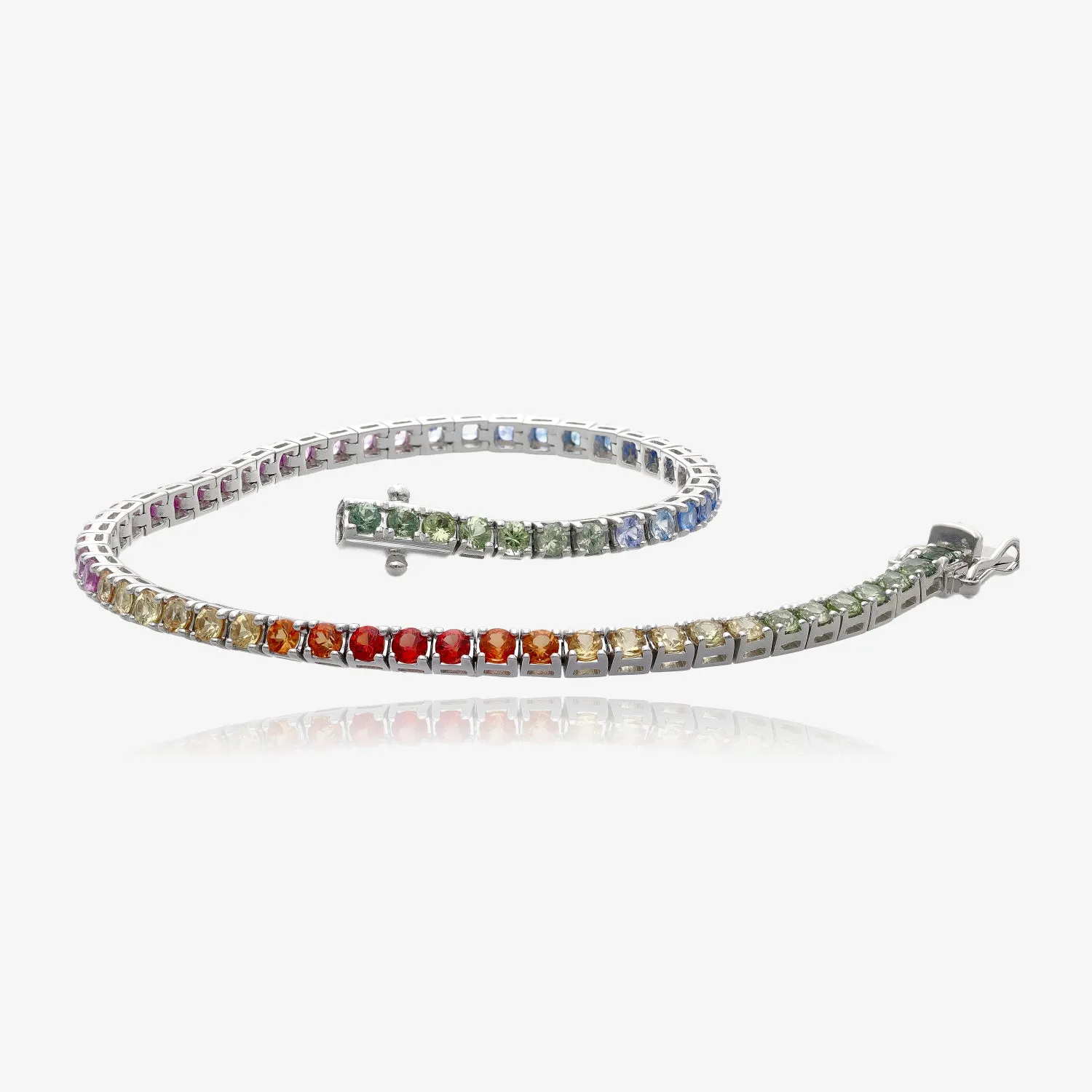 Multi Color Natural Sapphire Tennis Line Bracelet