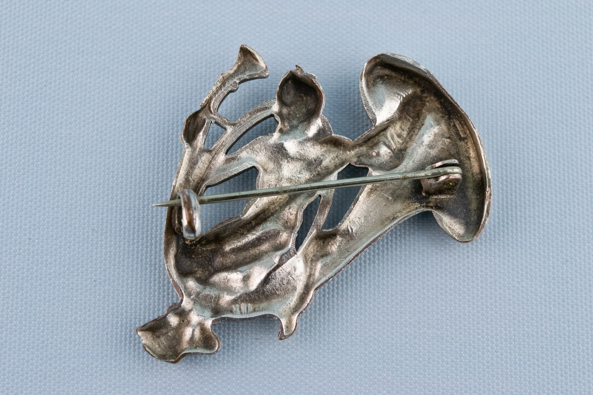 Musical Brooch with Trumpet & Devil, English Early 1900s