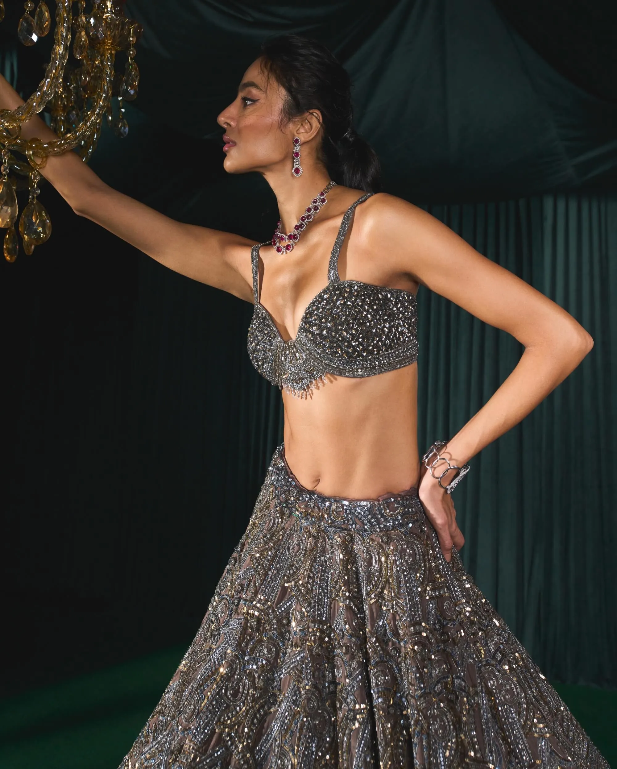 Naqsh brown lehenga and jacket set