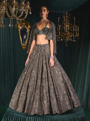 Naqsh brown lehenga and jacket set