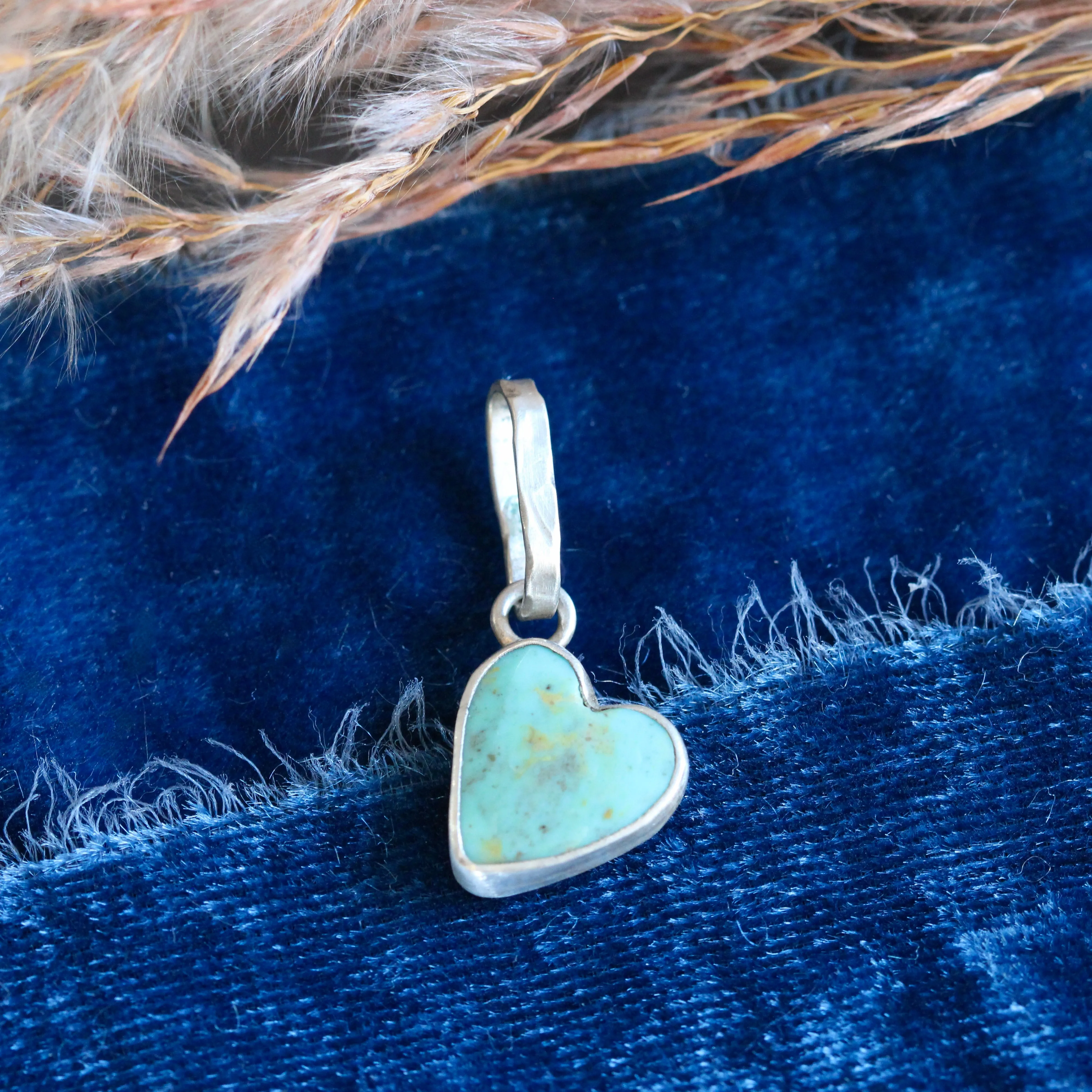 Natural Turquoise Heart sterling silver charm for Storyteller Collection