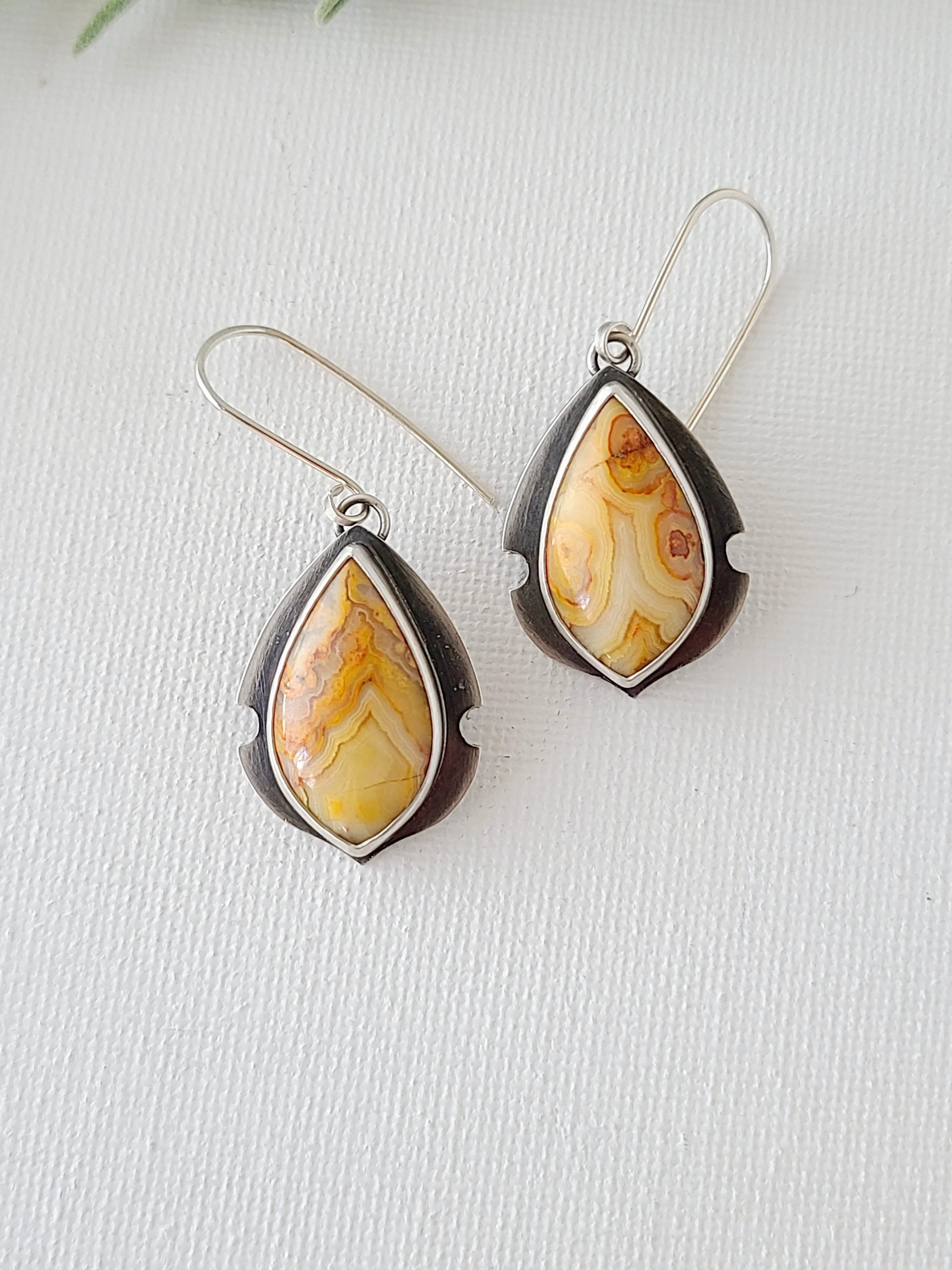 Navette Earrings-Australian Crazy Lace Agate