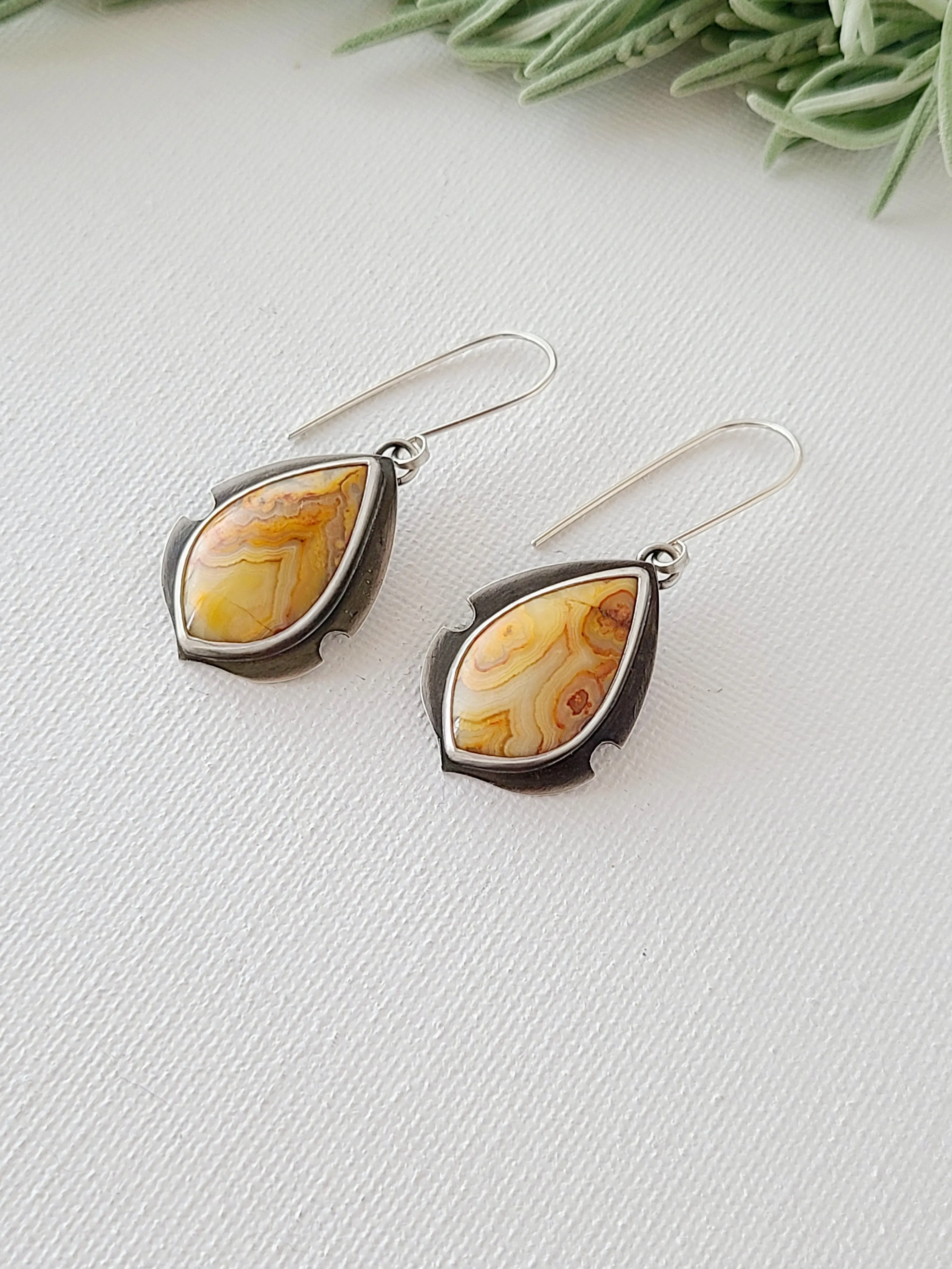 Navette Earrings-Australian Crazy Lace Agate